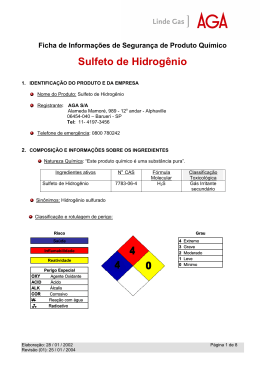 Sulfeto de Hidrogênio - HiQ® - Gases Especiais, Equipamentos e