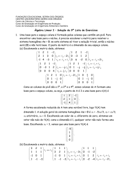Álgebra Linear I – Solução da 9ª Lista de Exercícios 1. Uma base