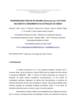PROPRIEDADES FÍSICAS DO INHAME (Dioscorea sp.) CULTIVAR