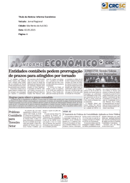 Título da Notícia: Informe Econômico Veículo: Jornal Regional
