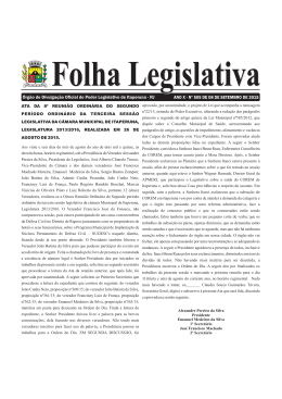 Folha Legislativa - Câmara Municipal de Itaperuna