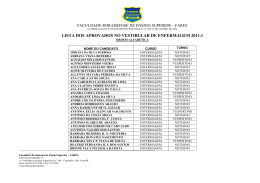 lista dos aprovados no vestibular de enfermagem 2011.1