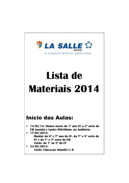 Lista de Materiais 2014