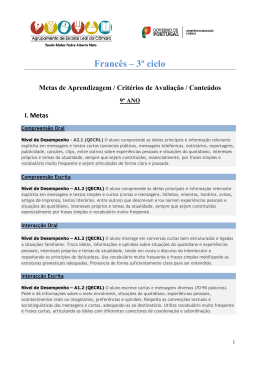 Francês 9º Ano- Metas, Critérios, Conteúdos
