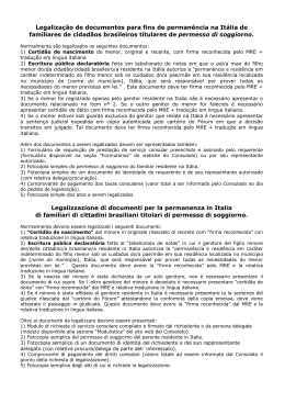 Legalização de documentos para fins de permanência na Itália de