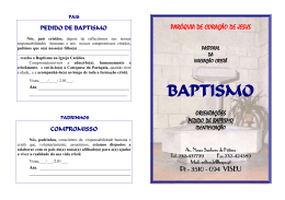 BAPTISMO Inscrição ORIENTAÇÕES