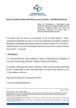 EDITAL DE RESULTADOS E MATRÍCULA GR Nº 614/2013