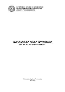 INVENTÁRIO DO FUNDO INSTITUTO DE TECNOLOGIA INDUSTRIAL
