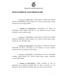 Tribunal de Contas do Estado do Pará PAUTA DA - Portal TCE-PA