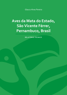 Aves da Mata do Estado, São Vicente Férrer, Pernambuco