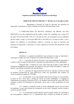 ORDEM DE SERVIÇO IRF/SBA Nº 001/2013, de 23