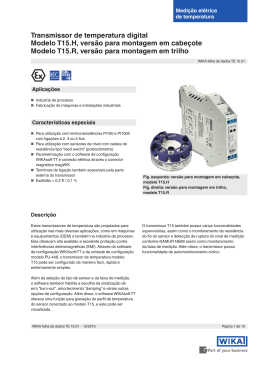 Transmissor de temperatura digital Modelo T15.H, versão