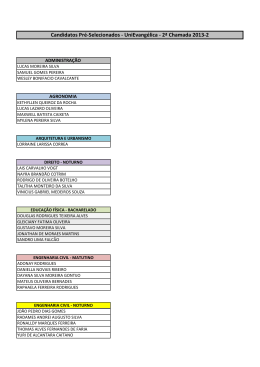 Candidatos Pré-Selecionados - UniEvangélica - 2ª Chamada 2013-2
