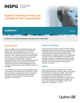 Expert Consensus Viral Load and Risk of HIV Transmission