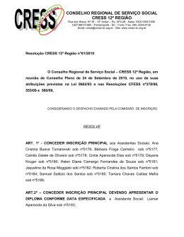 Resolução CRESS 12ª Região n°15/2008-2011