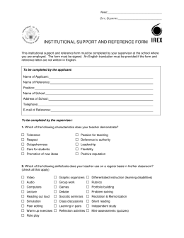 INSTITUTIONAL SUPPORT AND REFERENCE FORM