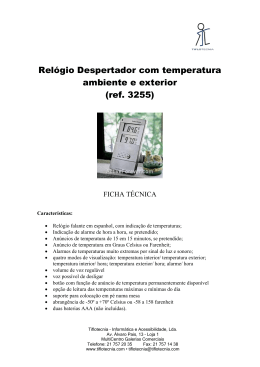 Ficha técnica do Relógio despertador com temperatura