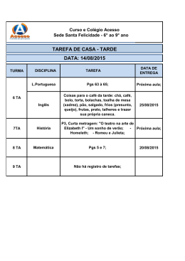 TAREFA DE CASA - TARDE DATA: 14/08/2015