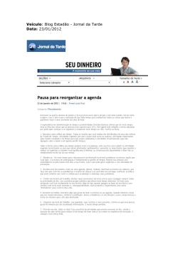 Veículo: Blog Estadão - Jornal da Tarde Data: 23/01/2012