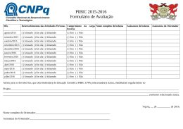 PIBIC 2015-2016 Formulário de Avaliação