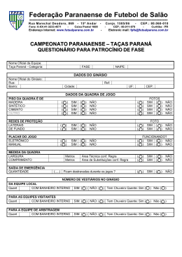 Formulário de Patrocínio - Federação Paranaense de Futsal