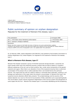 Public summary of opinion on orphan designation Miglustat for the