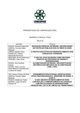 APRESENTAÇÃO DE COMUNICAÇÃO ORAL 09/09/2014 (13h00