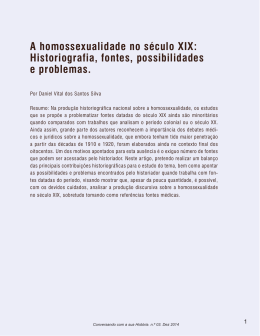 A homossexualidade no século XIX: Historiografia, fontes