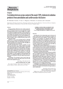 Correlation between serum content of the main COPs (cholesterol