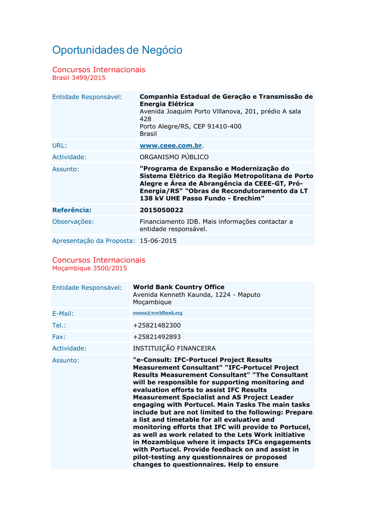 Concursos Internacionais