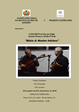 “Música de Maestros bolivianos” - consuladodeboliviaenrio.org.br