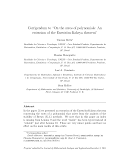 Corrigendum to “On the zeros of polynomials: An extension of the