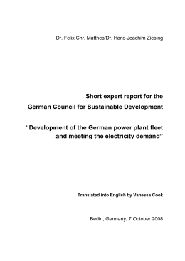 "Development of the German power plant fleet and meeting the
