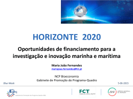 `Blue Growth` focus area no Horizonte 2020?