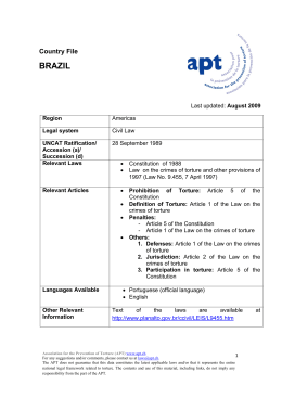Country File Brazil - Association for the Prevention of Torture