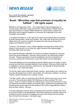 Brazil: “Minorities urge that promises of equality be fulfilled” – UN