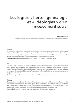 généalogie et « idéologies » d`un mouvement social