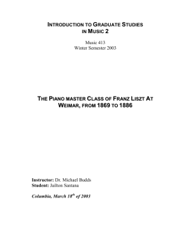 THE PIANO MASTER CLASS OF FRANZ LISZT AT WEIMAR