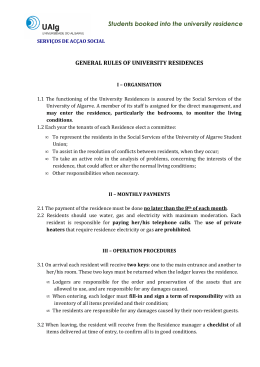 GENERAL RULES OF UNIVERSITY RESIDENCES Students