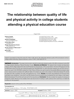 The relationship between quality of life and physical activity in