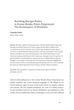 Revisiting Baroque Poetics in Fernão Mendes Pinto`s Peregrinação