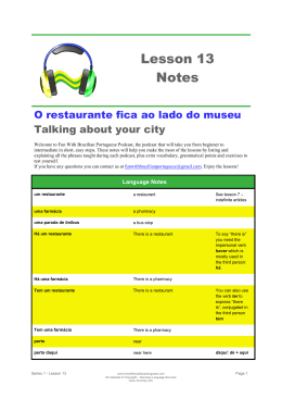Lesson 13 Notes - Fun with Brazilian Portuguese