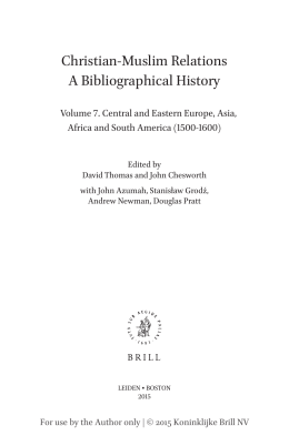 Christian-Muslim Relations A Bibliographical History