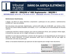 EDIÇÃO 686 Suplemento - SEÇÃO I - Tribunal de Justiça do Estado
