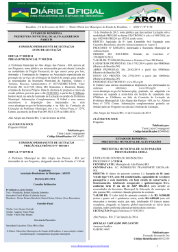 Rondônia , 14 de Fevereiro de 2014 • Diário Oficial dos Municípios