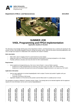 SUMMER JOB VHDL Programming and FPGA Implementation