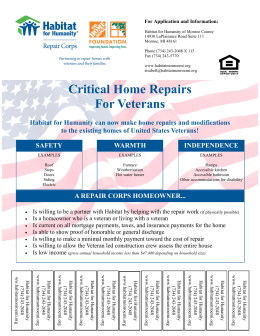 Critical Home Repairs For Veterans