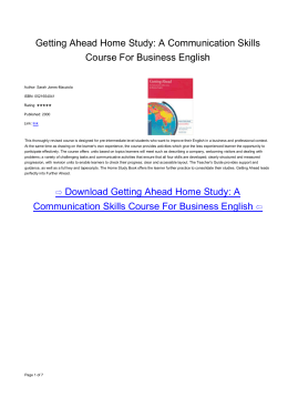 Getting Ahead Home Study: A Communication Skills Course For