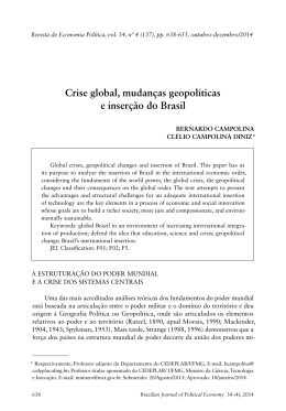 Crise global, mudanças geopolíticas e inserção do Brasil