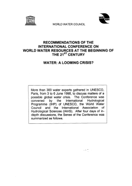 International Conference on World Water Resources at the